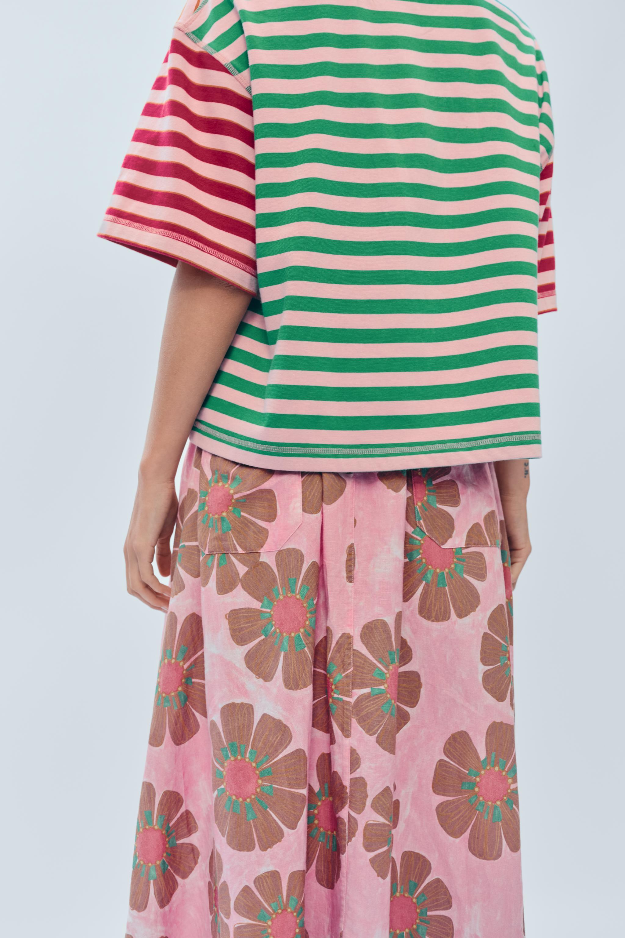 LIMITED EDITION FLORAL LINEN BLEND MIDI SKIRT